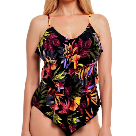 Magicsuit Oasis Rita Tankini Top Tropical Floral Ruffle Swim Size 8 Womens NWT - Picture 1 of 13